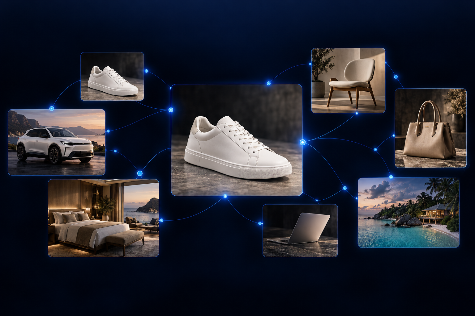 Connected listing images showing a visual similarity match